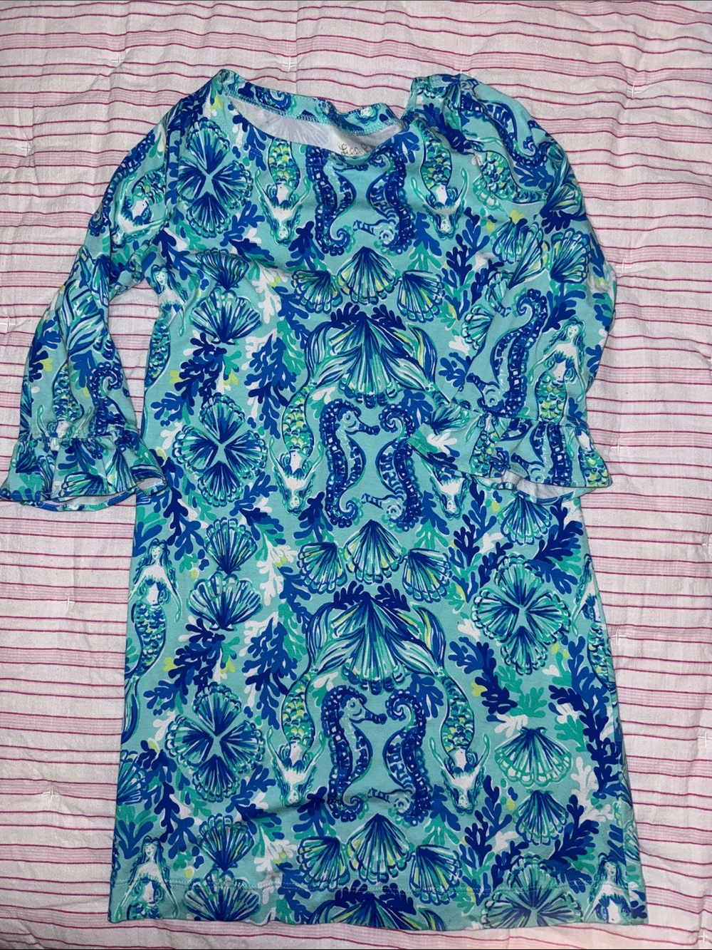 Lilly Pulitzer Girls Sea Life Print Dress in Blue & Aqua